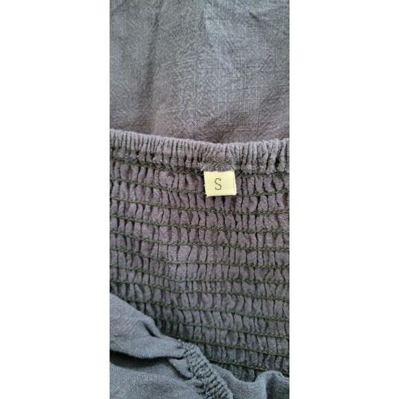 Spaghetti Strap V-Neck Cutout Smocked Wide leg Jumpsuit Romper with Pockets Sz S - Picture 6 of 7